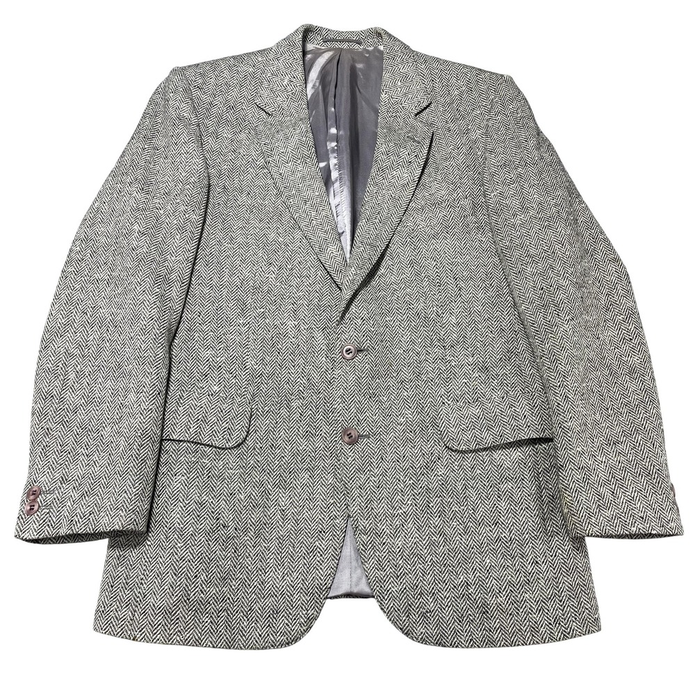 Magee Sport Coat Mens Gray Herringbone Donegal Handwoven Tweed Wool Blazer